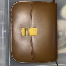 CELINE Classic Box Bag Camel/Tan Leather Medium Shoulder Handbag Good Condition