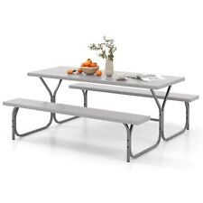 COSTWAY Picnic Table Bench Set 8 Person Outdoor Camping Table & 2 Benches