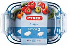 Pyrex Classic Rectangular Glass Baking Roasting Bake Roaster Dish 2.6 & 3.6Ltr