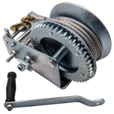 Heavy Duty 3500Lbs 33ft 2 Gear Hand Trailer Cable Winch Boat Trailer Auto Marine