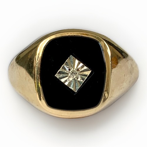 Vintage 9ct gold black onyx - gold,