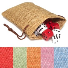 Large Dice Bags Rustic (Select Colour) / Drawstring Pouch Holder Hessian Jute