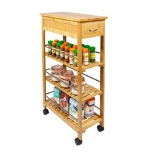 Kitchen Trolley 4 Tier Bamboo