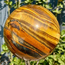 5.69LB Natural Tiger Eye Stone Crystal Ball Quartz Healing Sphere Décor