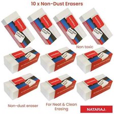 10 x ERASERS RUBBER High Quality White Soft Medium Pencil Erasers School Office