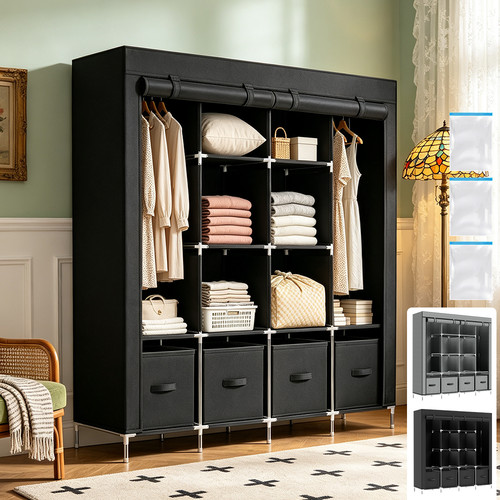 Large fabric canvas wardrobe - fabric,