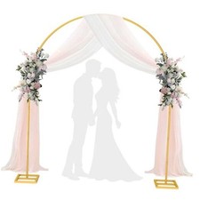 Arch Backdrop Stand，7ft x 8ft Heavy Duty Backdrop Stand, Gold Wedding Arch 