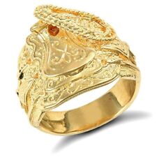 Heavy Gold Saddle Ring Men's Solid 9K Yellow Gold Hallmarked British made