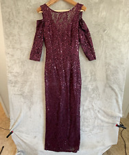 Blu Sage Boat Neck Cold Shoulder Gown Women's 6 Wine Colored Wedding Guest
