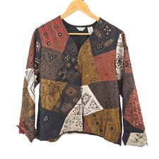 Vtg Y2K Laura Ashley Petite Patchwork Embroidered Jacket Women Sz PL Beaded Boho