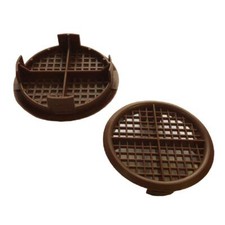 4 x Brown Plastic 70mm Round Soffit Air Vents, UPVC Push Fit Eaves Disc Fascia