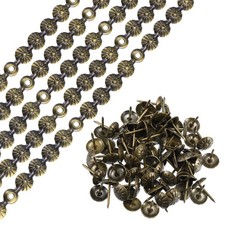 5Pcs 1Meter Flower Upholstery Tacks Strips Trim Sofa Decorative Nails, Bronze