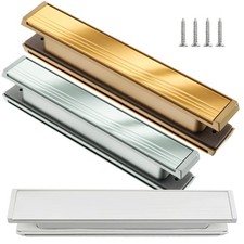 12" Slimline Door Letter Box, 32.6cm uPVC Narrow Letterplate, 40-80mm Door Depth