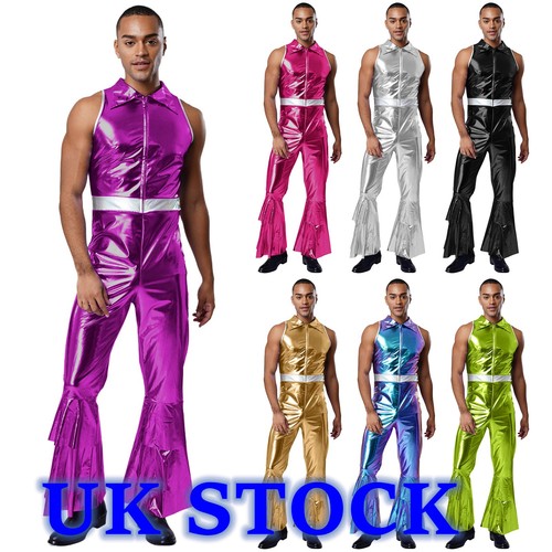 Mens shiny metallic 70s disco - mens,
