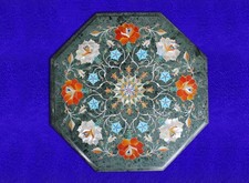 15" Marble corner Table Top Inlay Work Home Decor / Handmade Gift