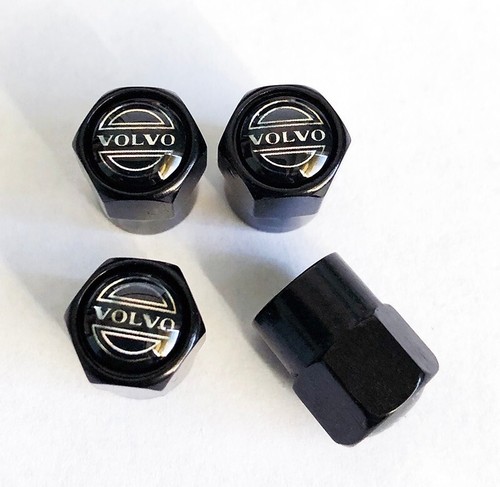 Black volvo wheel valve dust - black,
