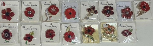 Red flower brooches - flower, enamel