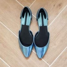 Zara Metallic Blue Ballet Flat shoes size 6