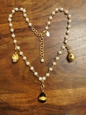 Vintage Signed Joan Rivers Pearl And Egg Gold Tone Necklace