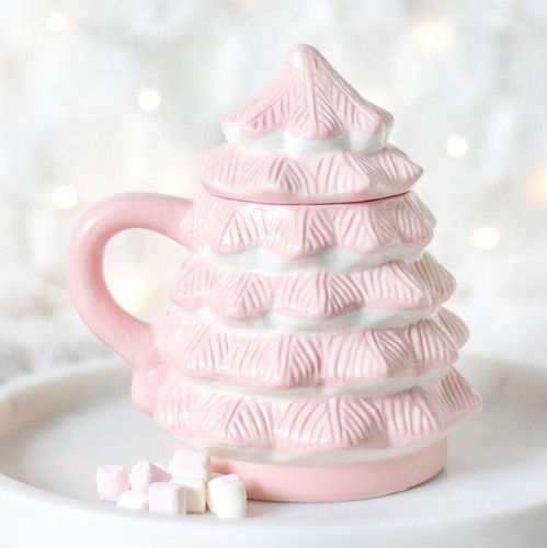 Pink christmas tree shaped mug - tree,