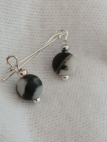 Doll earrings frosted zebra - doll,