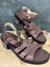 Alegria Shoes Womens Size 39 Brown Leather Strappy Block Heel Sandals TAS-602