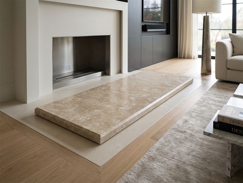 Crema marfil limestone hearth - marfil,