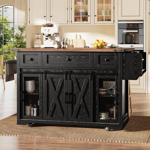 Black kitchen island wheels - kitchen,