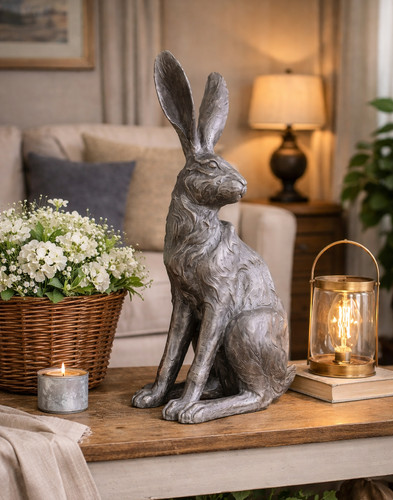 Large sitting hare ornament - large,