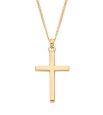 9ct Yellow Gold on Silver Plain Cross Pendant & Chain 16 18 20 inch