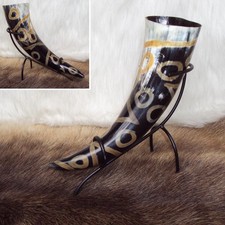 # A Large Hand Carved - Ringed - Medieval / Viking Drinking Horn - MASSIVE SALE