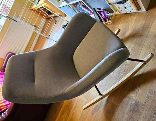 Grey upholstered rocking chair - rocking,