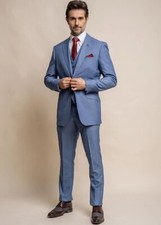 Mens Wedding Blue 3 Piece Suit