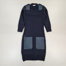 Lacoste Womens Jumper Dress Navy Red 36 Knee Length 100% Wool Knitted 8 UK