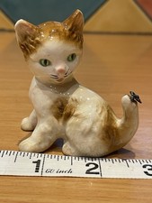 Vintage Goebel W Germany Ginger & White China Cat With Fly/ Bug Sitting On Tail