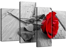 Red Rose Floral Canvas Wall