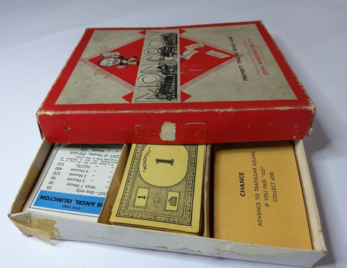 Vintage monopoly cards wooden - vintage,