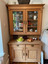 Antique Pine Dresser with Glass Doors VGC