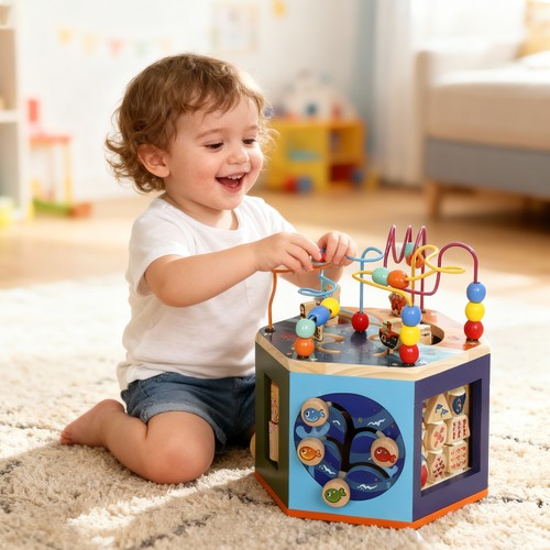 Wooden activity cube - activity,