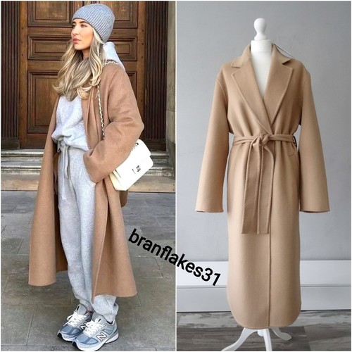 Zara camel wool blend belted - camel,