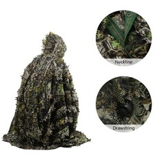 Tactical 3D Leaf Woodland Cloak Ghillie Suit Outdoor War Game Airsoft Poncho UK