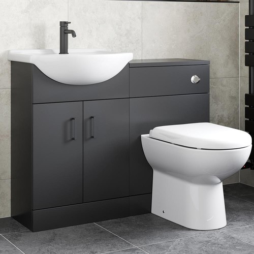 Black toilet vanity unit - black,