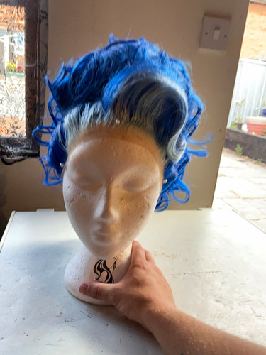 Blue curly punk style - curly,