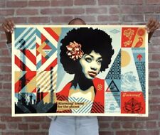 Shepard Fairey Obey AFRO FLOWER GIRL Signed Numbered Screen Print RARE