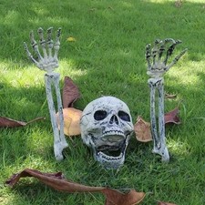 Skeleton Bones Prop Ground Breaking Scary Halloween Decoration Human Skull Party