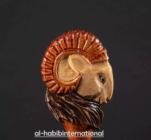 Hand craved ram handle wooden