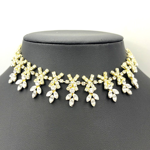 Silver gold tone crystal - tone,