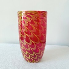 Hand Blown Art Glass Vase Red