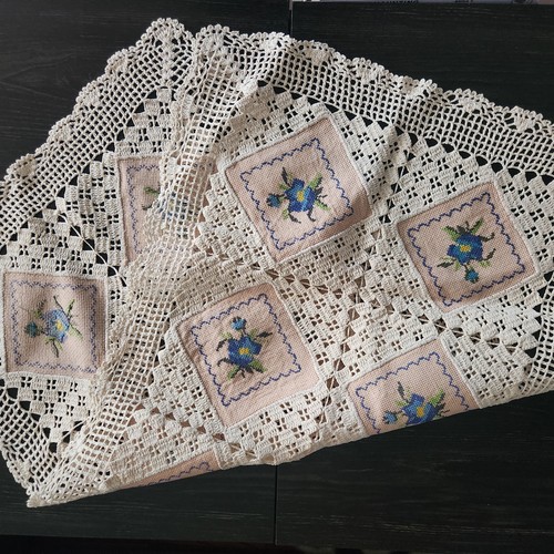 Vtg cross stitch floral - vtg,