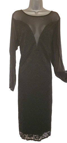 Goddiva black lace midi dress - black,
